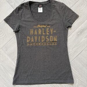 Harley-Davidson Women's Short Sleeve Shirt Size Medium Charcoal Grey Motorcycle